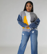Load image into Gallery viewer, Glam Work | Denim Patch Sweater
