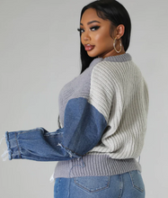 Load image into Gallery viewer, Glam Work | Denim Patch Sweater
